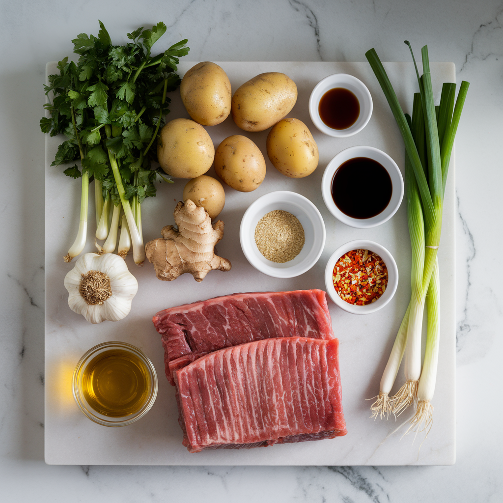 Ingredients for Sweet & Spicy Glazed Beef Short Ribs with Garlic Mashed Potatoes