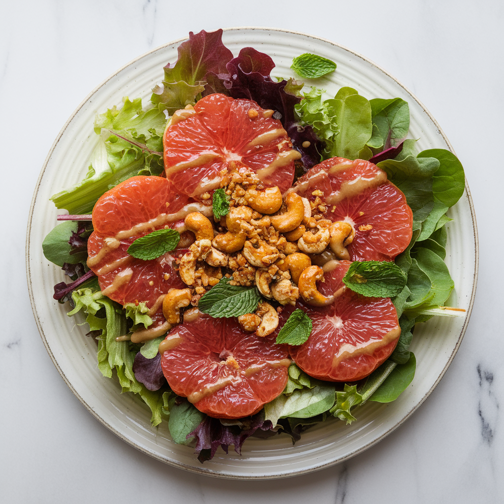 Tangy Tamarind & Grapefruit Salad with Spicy Cashew Crumble