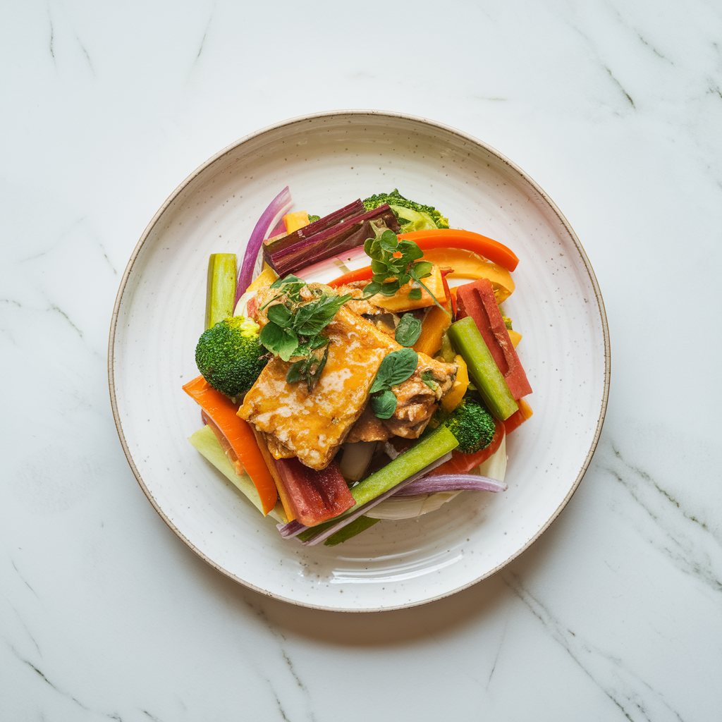 Tangy Tamarind Tempeh Stir-Fry with Rainbow Veggies