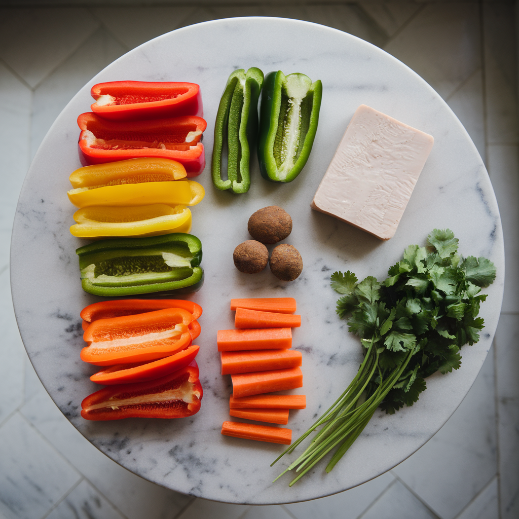 Ingredients for Tangy Tamarind Tempeh Stir-Fry with Rainbow Veggies