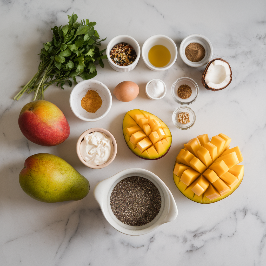 Ingredients for Tropical Quinoa Mango Parfait with Coconut Chia Cream