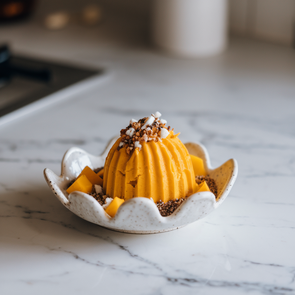 Tropical Turmeric Mango Sorbet with Coconut Chia Crunch