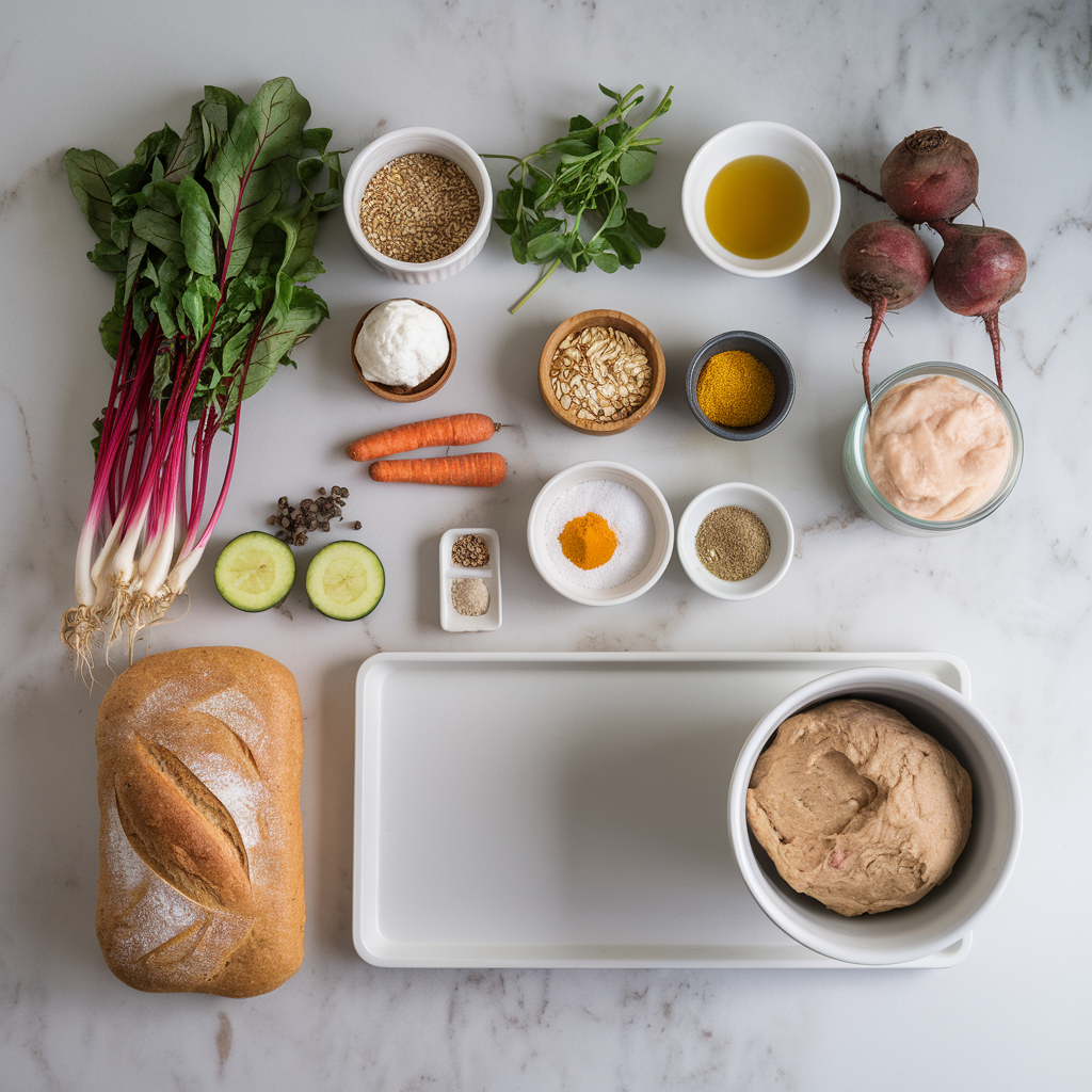 Ingredients for Turmeric & Beetroot Swirl Bread: A Vibrant, Nutrient-Packed Loaf