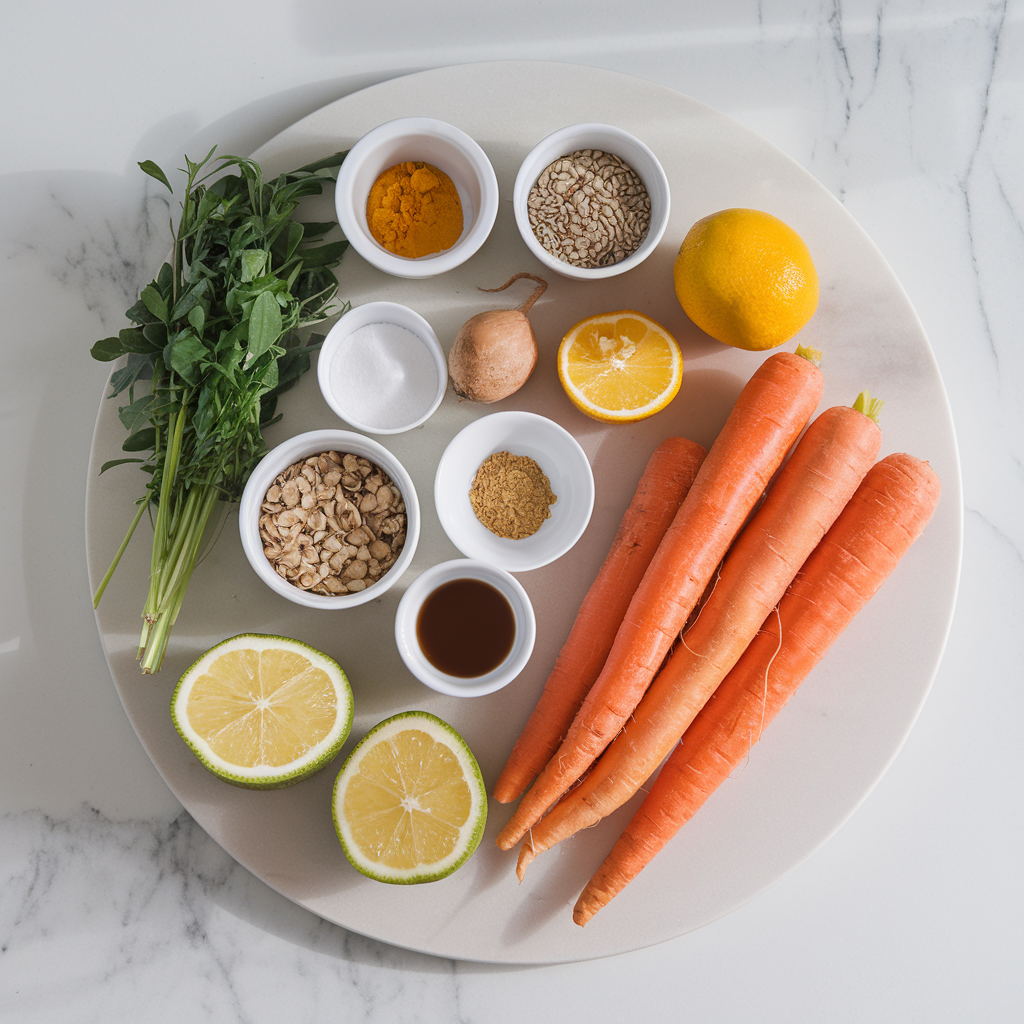 Ingredients for Turmeric and Carrot Seed Roll-Ups with Hemp Hearts