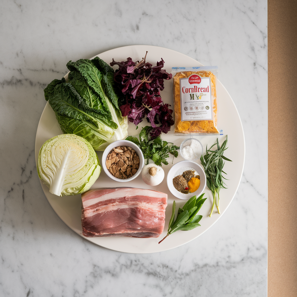 Ingredients for Ultimate BBQ Pulled Pork Salad with Crunchy Cornbread Croutons