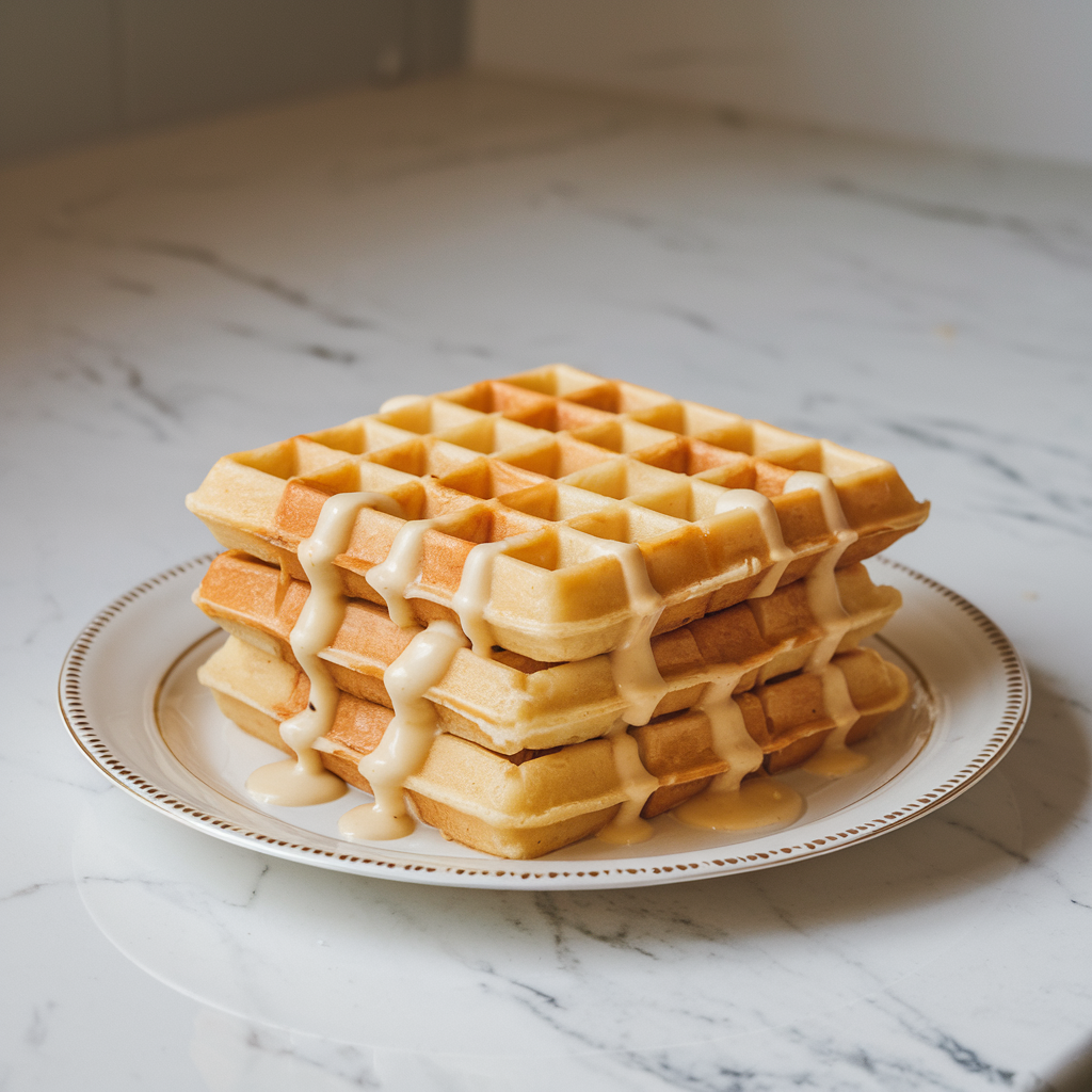 Ultimate Breakfast Sausage and Cheddar Waffle Stack