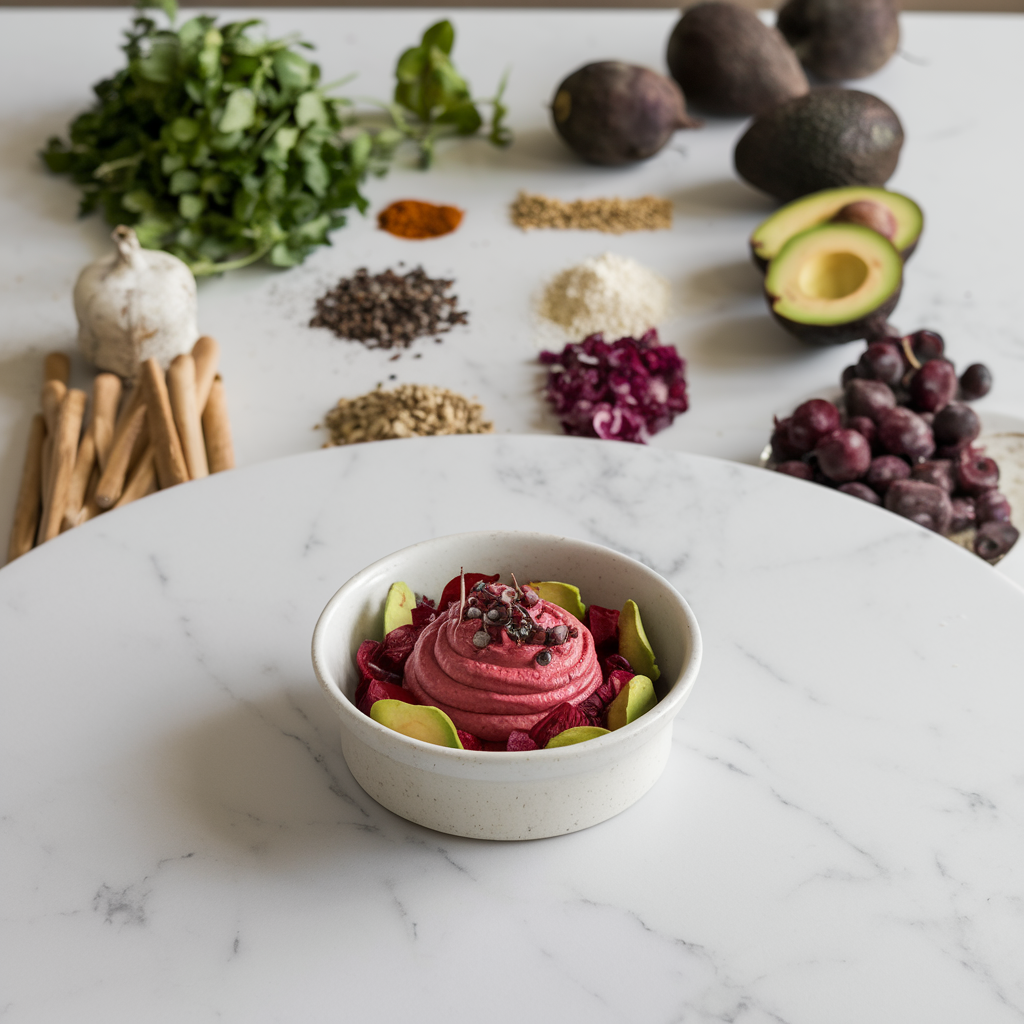 Ingredients for Vibrant Beetroot & Avocado Chocolate Mousse Parfait