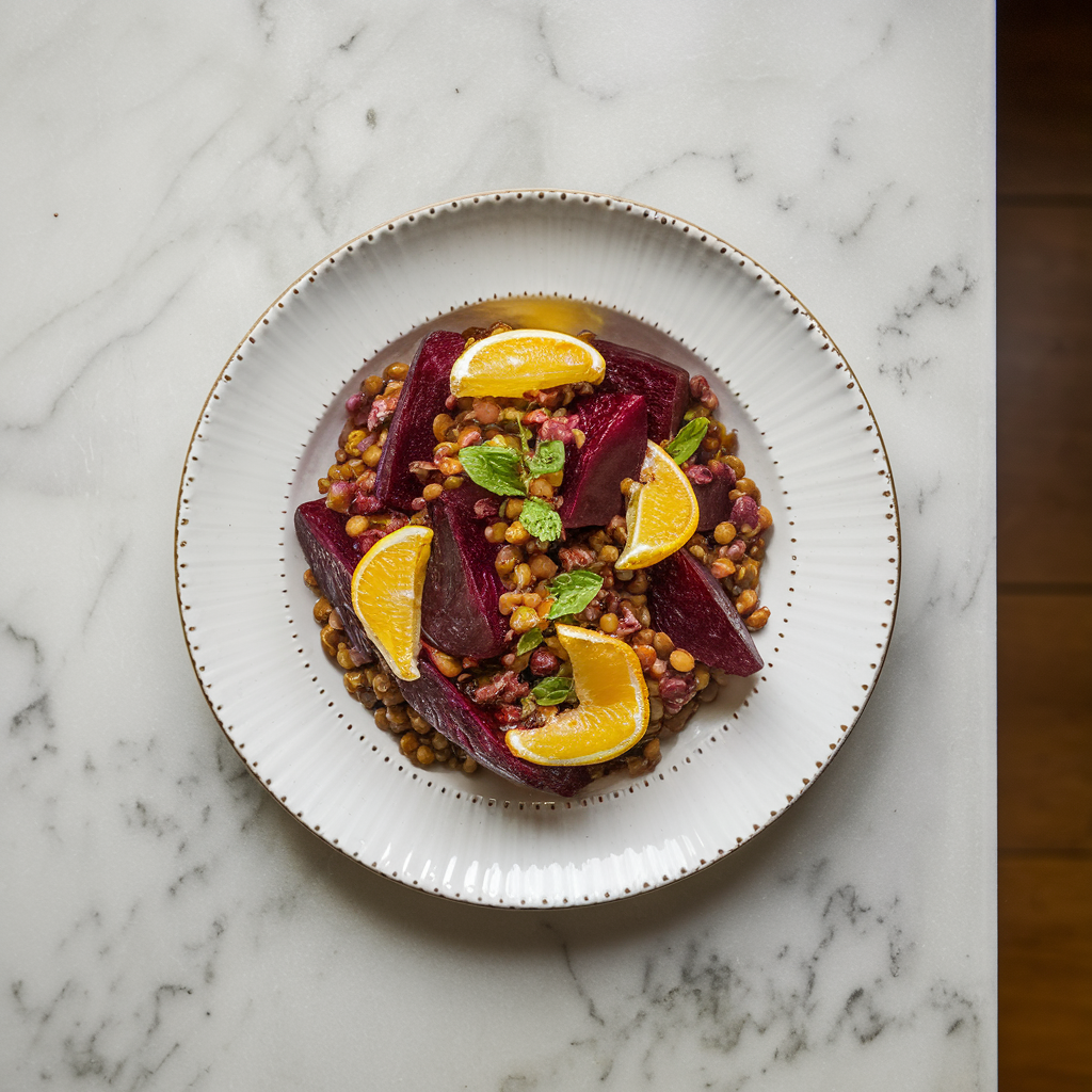 Vibrant Beetroot and Citrus Lentil Salad with Spicy Honey Vinaigrette