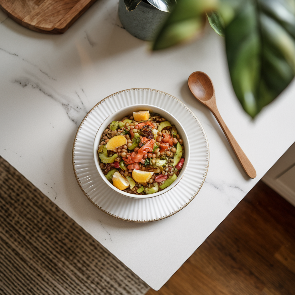 Vibrant Ginger-Citrus Jackfruit and Lentil Salad Bowl
