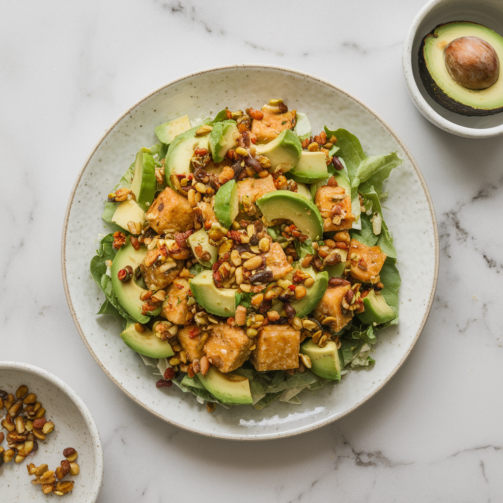 Vibrant Ginger-Lime Jackfruit & Avocado Salad with Spicy Pepita Crunch