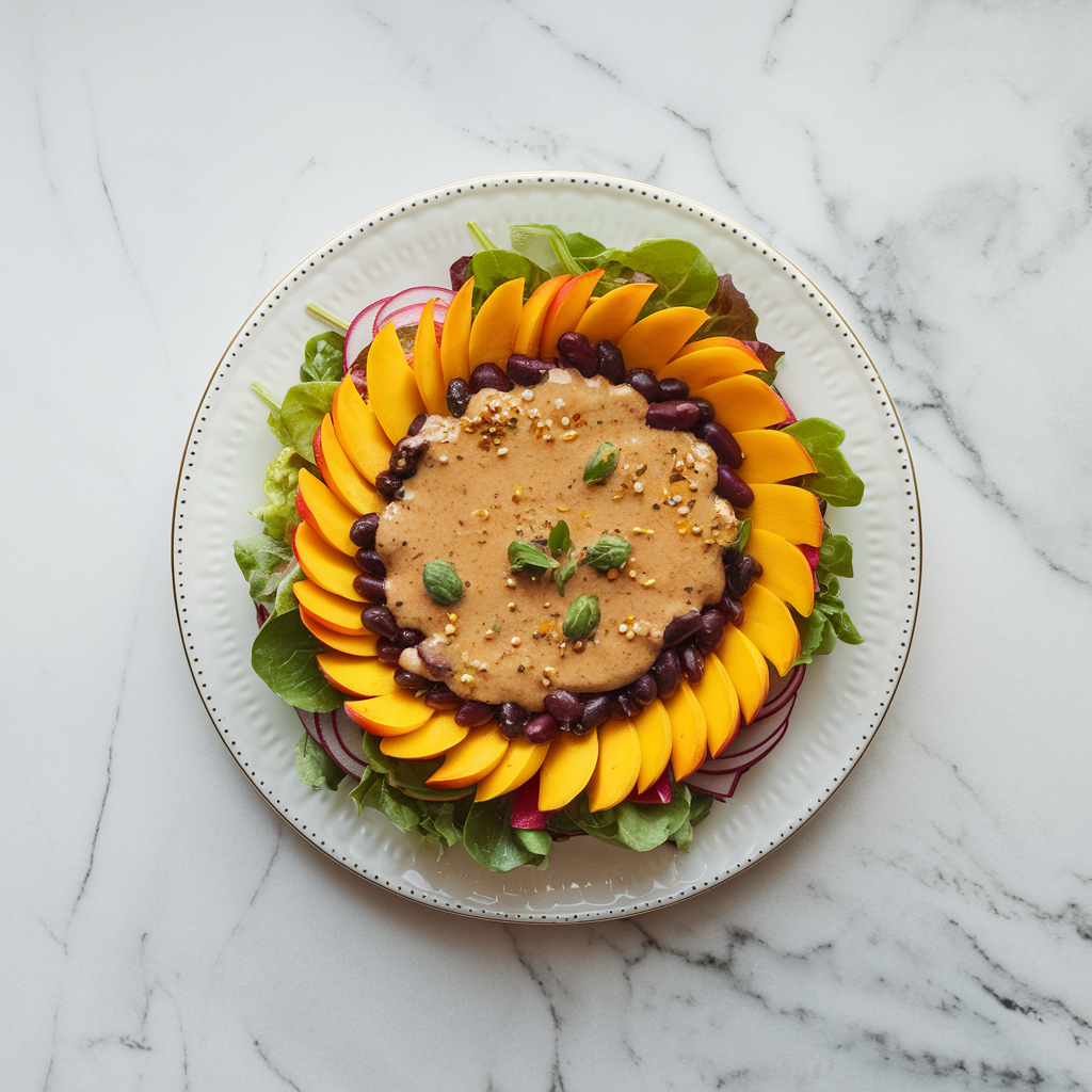 Vibrant Mango & Black Bean Rainbow Salad with Spicy Tahini Dressing