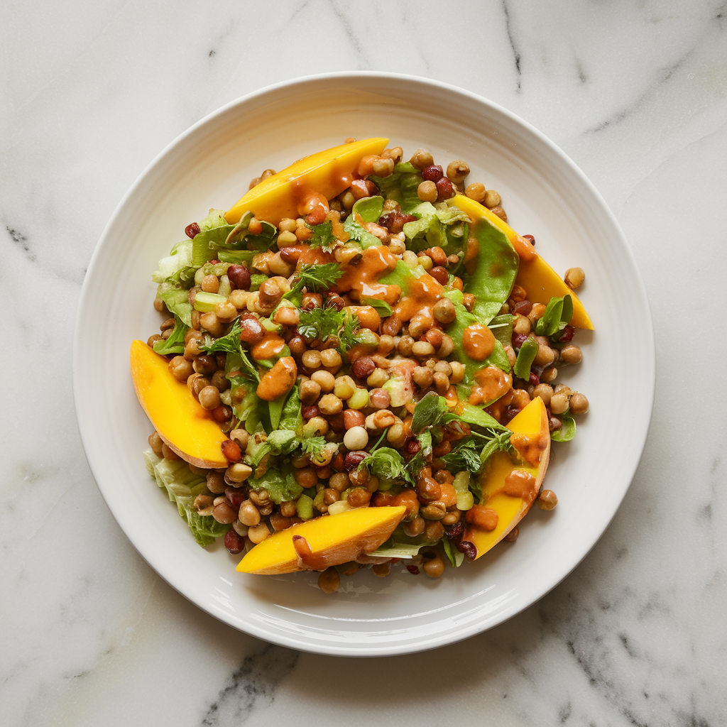 Vibrant Mango-Lentil Salad with Spicy Tamarind Dressing