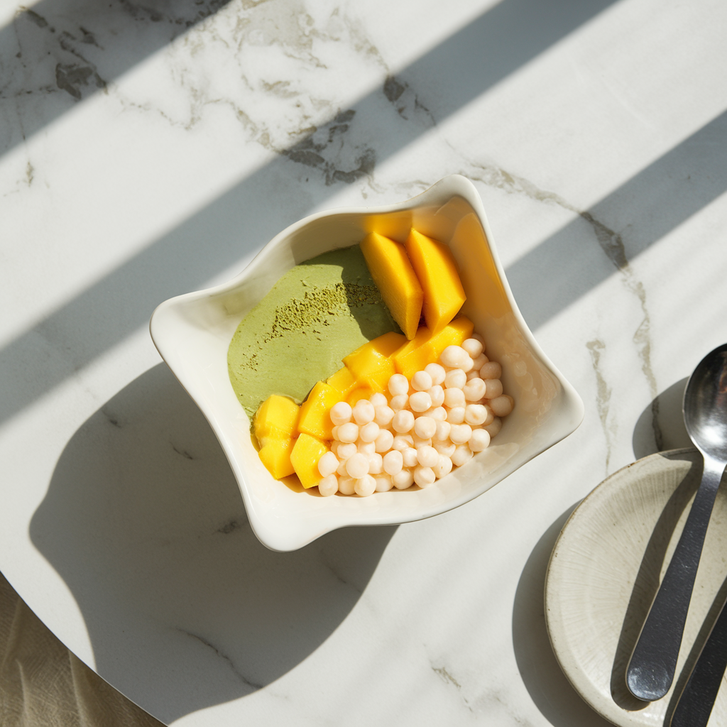 Vibrant Matcha Mango Tapioca Parfait