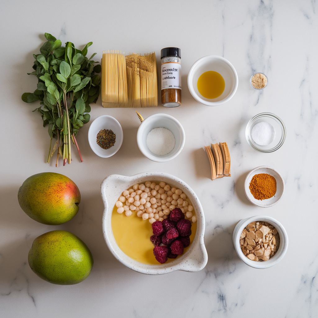 Ingredients for Vibrant Matcha Mango Tapioca Parfait