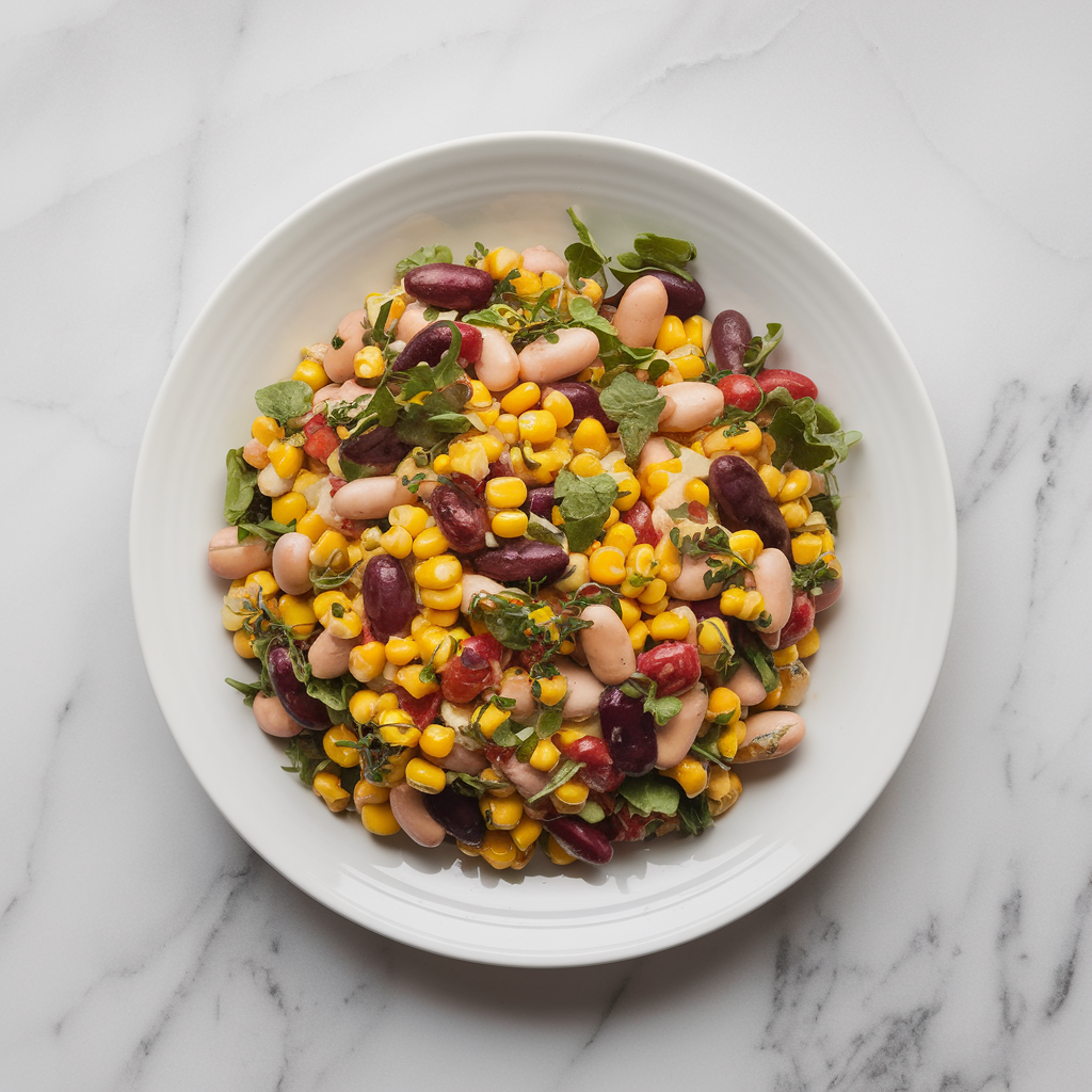 Vibrant Nixtamalized Corn and Heirloom Bean Salad with Spicy Citrus Dressing