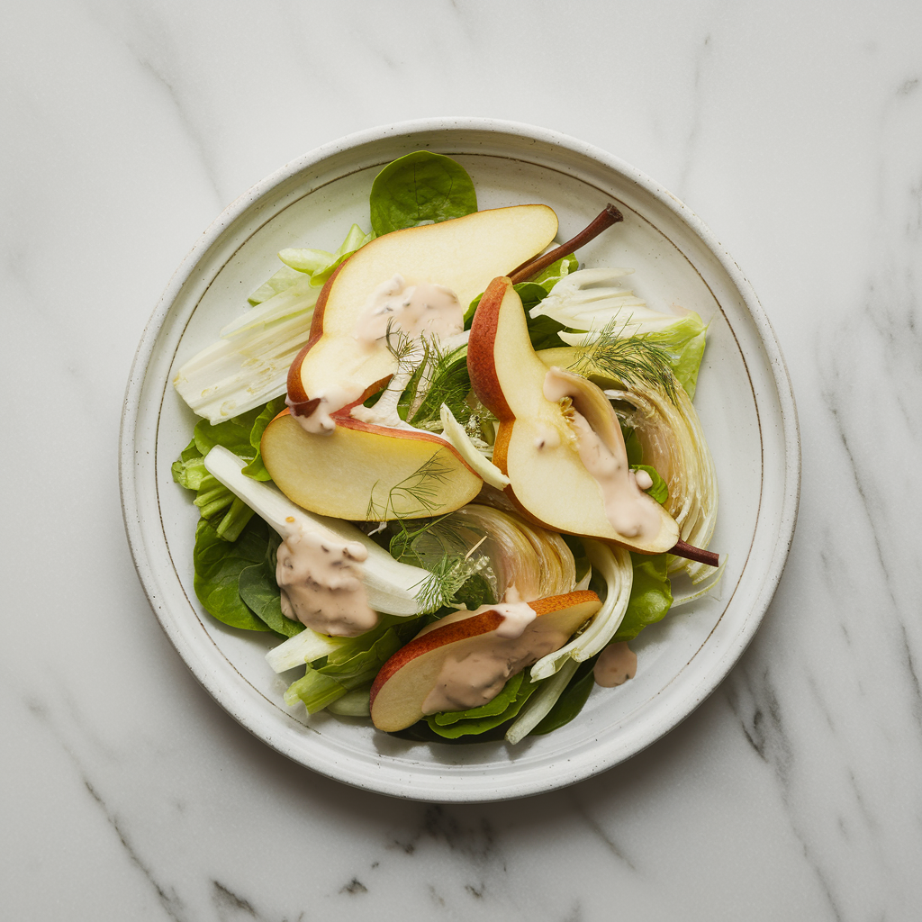 Vibrant Pear & Fennel Salad with Maple-Miso Dressing