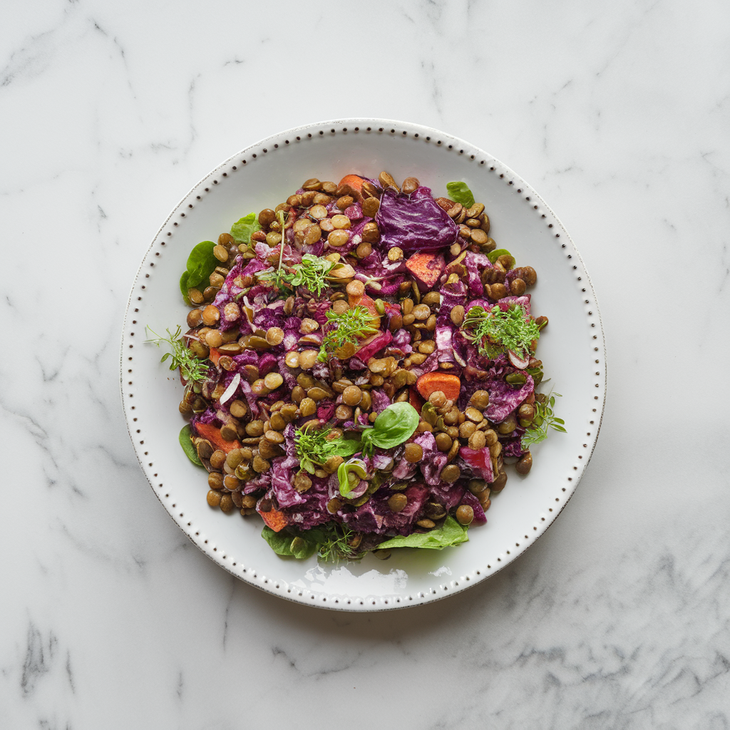 Vibrant Purple Sweet Potato & Lentil Harvest Salad
