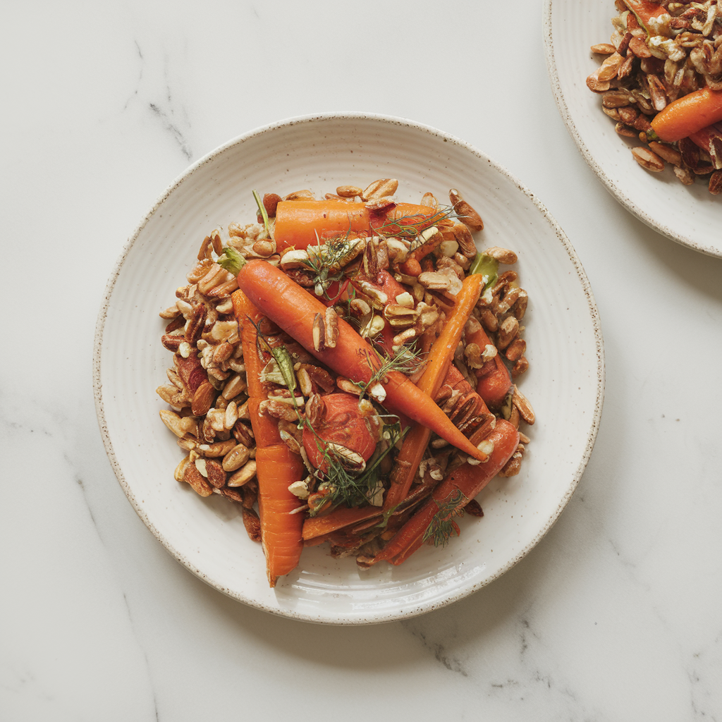 Vibrant Roasted Carrot and Farro Salad with Spiced Almonds