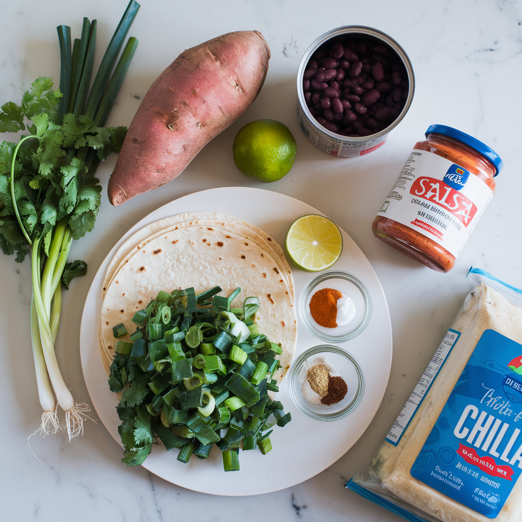 Ingredients for Vibrant Sweet Potato & Black Bean Breakfast Wraps