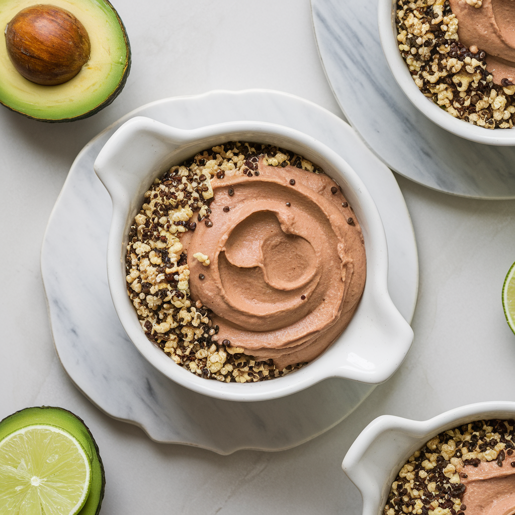 Wholesome Avocado Lime Chocolate Mousse with Quinoa Crunch