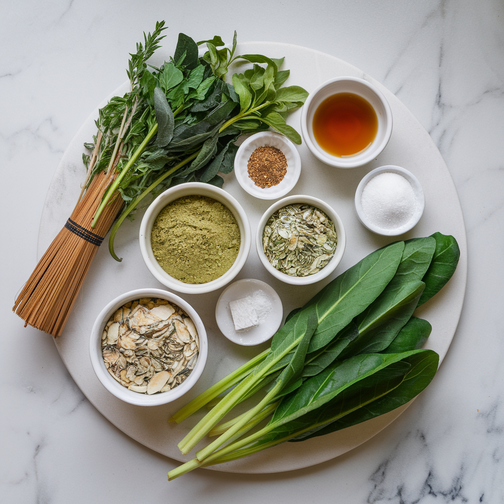 Ingredients for Wholesome Matcha & Spinach Spirulina Bread Rolls