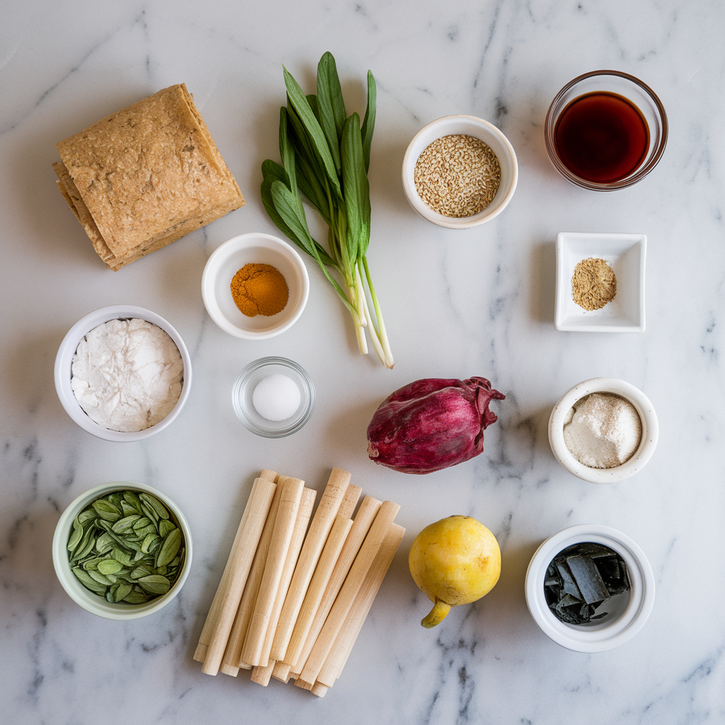 Ingredients for Wholesome Miso-Infused Multigrain Rolls with Sesame & Seaweed