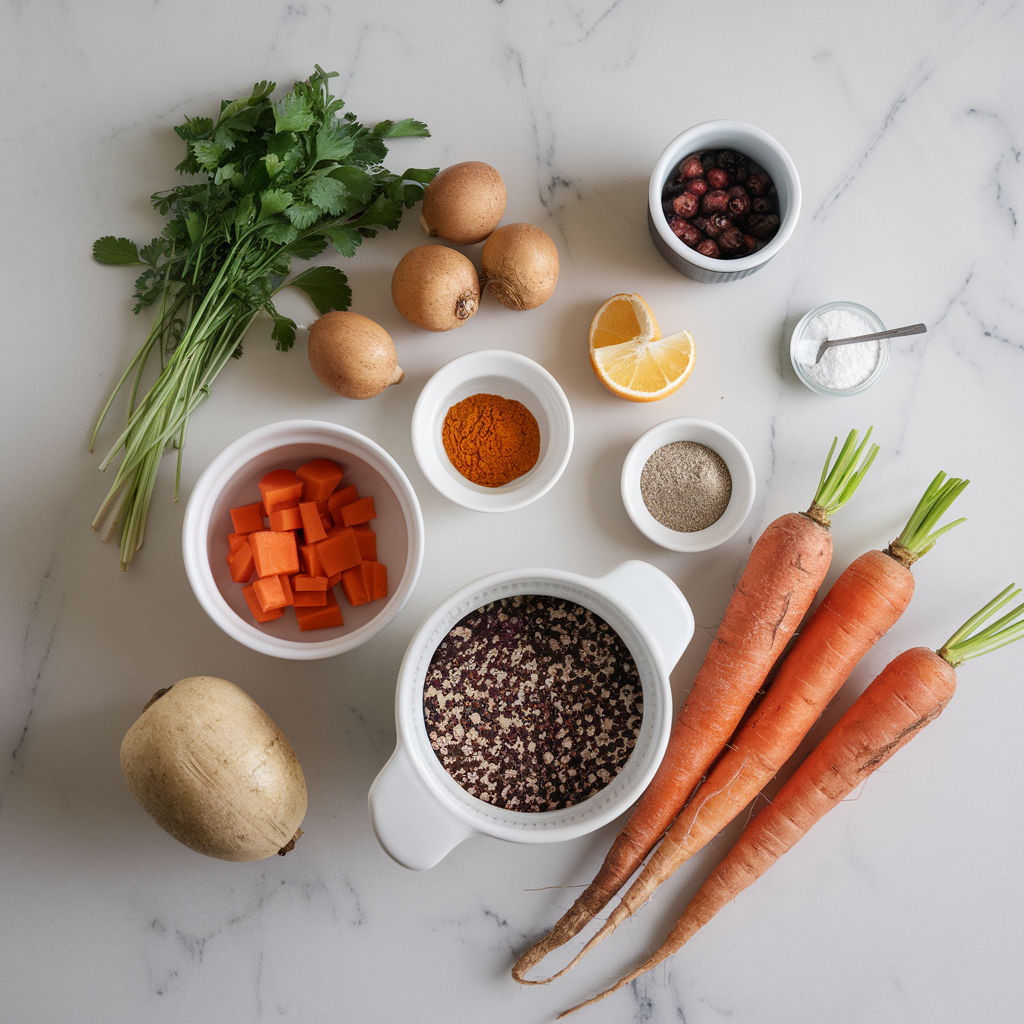 Ingredients for Wholesome Spiced Carrot Quinoa Pudding