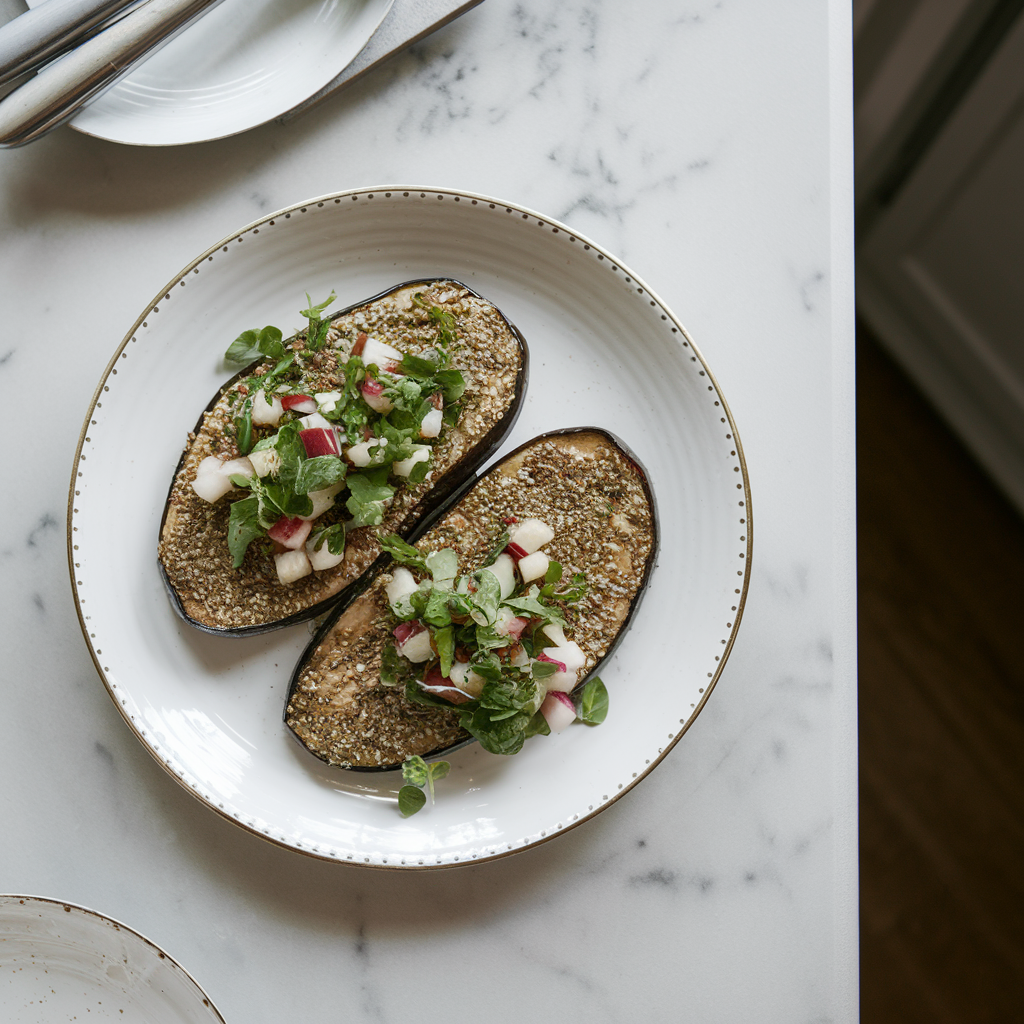 Zesty Chia-Crusted Eggplant Steaks with Fresh Herb Salsa