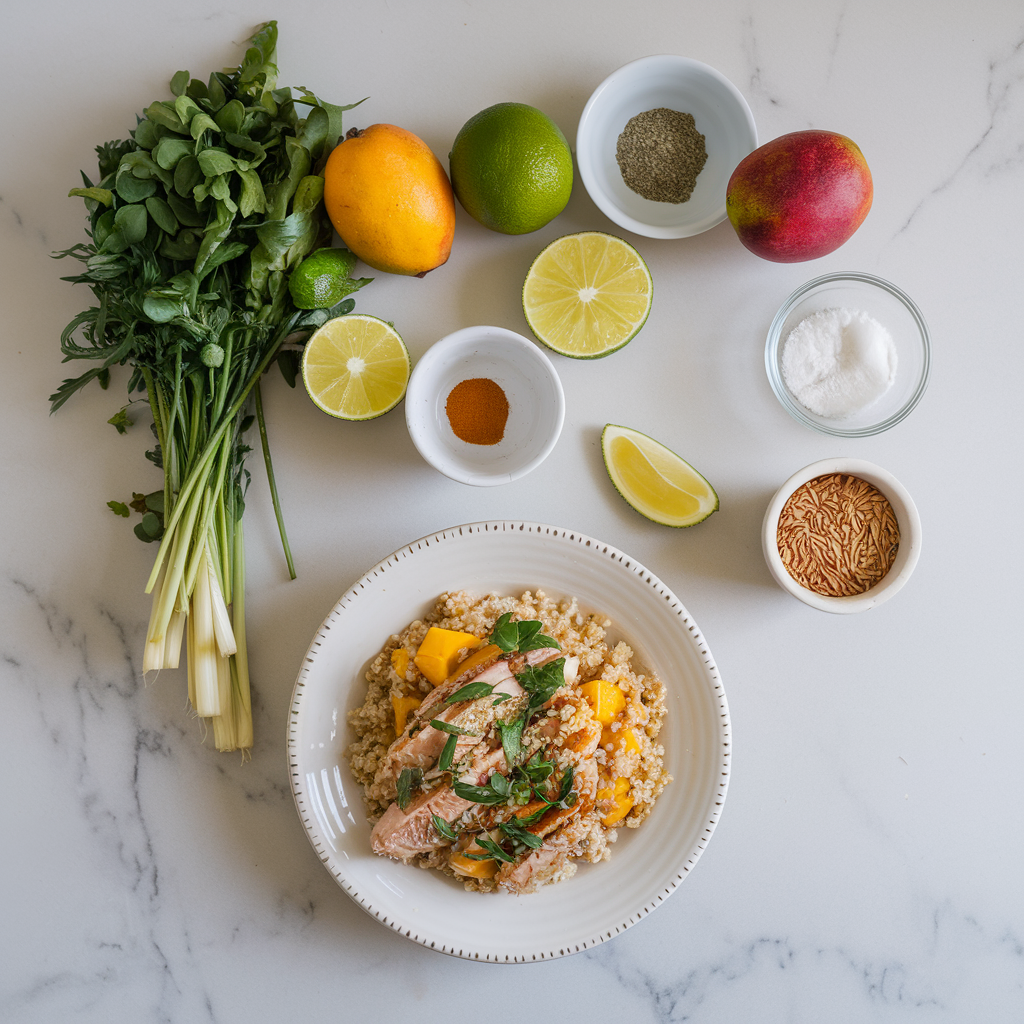 Ingredients for Zesty Mango-Lime Chicken with Coconut Quinoa