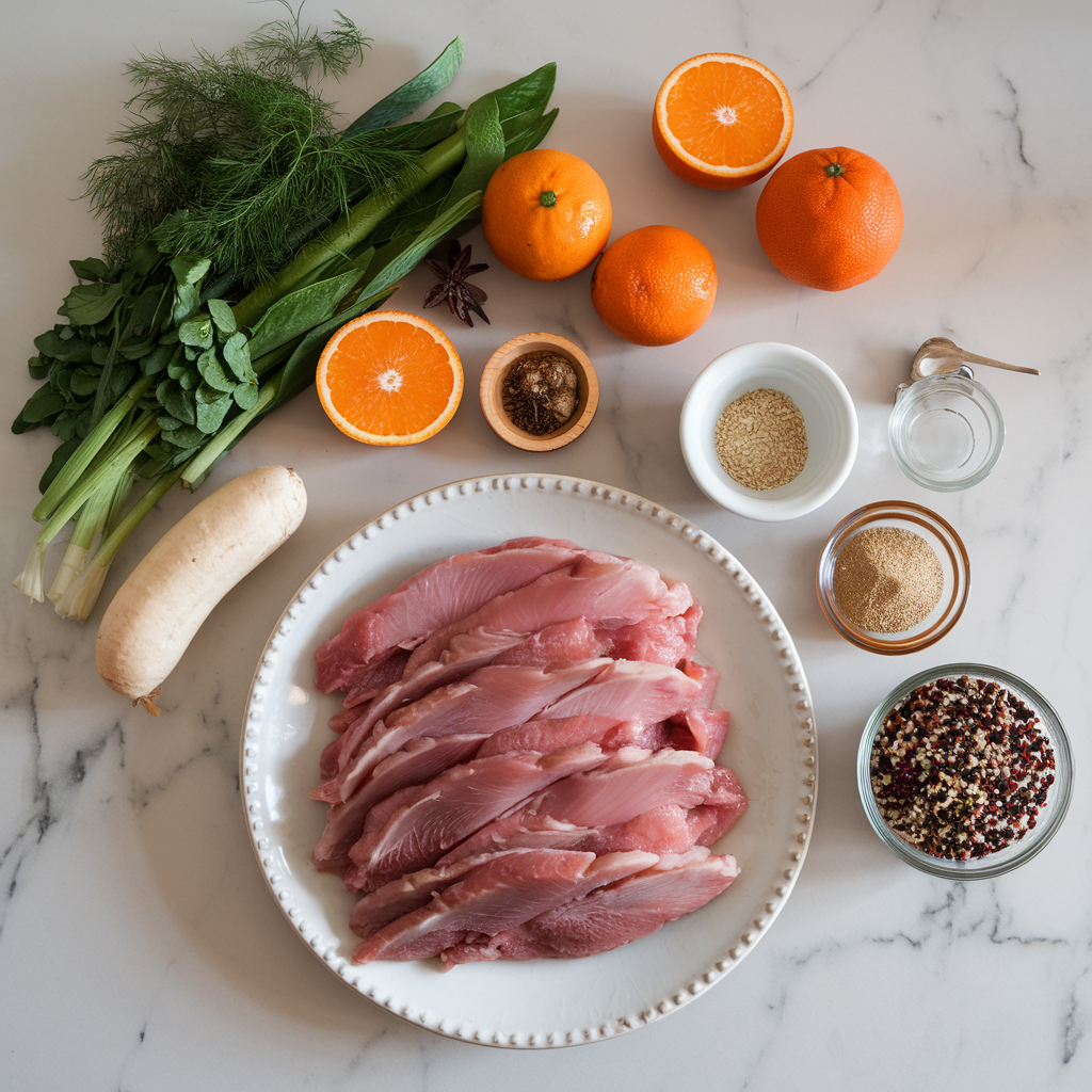 Ingredients for Zesty Tangerine & Fennel Glazed Duck Breasts with Quinoa Pilaf