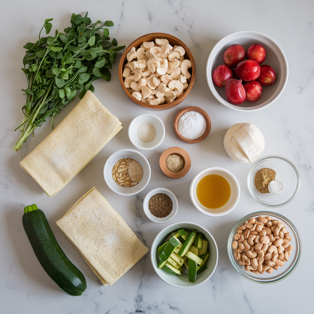 Ingredients for Zucchini and Herb Lamb Lasagna with Cashew Cream