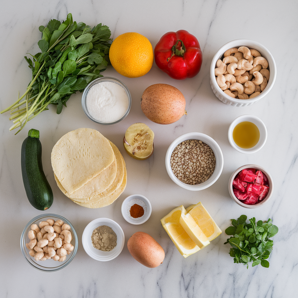 Ingredients for Zucchini & Lentil Lasagna with Cashew Cream: A Plant-Powered Comfort Classic