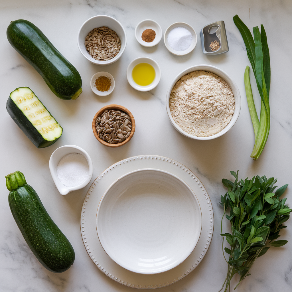 Ingredients for Zucchini and Sunflower Seed Spelt Rolls: A Nutritious Twist on Homemade Bread